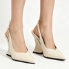 image:imageFSJ Women Pointed Toe Slingback Wedge Heel Pumps Adjustable Strap High Heels Office Wear Shoes Size 416 USBeige