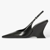 image:imageFSJ Women Pointed Toe Slingback Wedge Heel Pumps Adjustable Strap High Heels Office Wear Shoes Size 416 USBlack