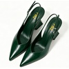 image:imageFSJ Women Pointed Toe Slingback Wedge Heel Pumps Adjustable Strap High Heels Office Wear Shoes Size 416 USDark Green