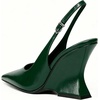 image:imageFSJ Women Pointed Toe Slingback Wedge Heel Pumps Adjustable Strap High Heels Office Wear Shoes Size 416 USDark Green