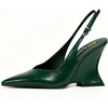 image:imageFSJ Women Pointed Toe Slingback Wedge Heel Pumps Adjustable Strap High Heels Office Wear Shoes Size 416 USDark Green