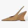 image:imageFSJ Women Pointed Toe Slingback Wedge Heel Pumps Adjustable Strap High Heels Office Wear Shoes Size 416 USTan Suede