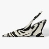 image:imageFSJ Women Pointed Toe Slingback Wedge Heel Pumps Adjustable Strap High Heels Office Wear Shoes Size 416 USWhite and Black Zebra Faux Fur