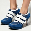 image:imageFSJ Women Round Toe Sneaker Stiletto High Heels Breathable Mesh Dual HookampLoop Comfort Pumps Size 416 USBlue
