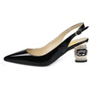 image:imageFSJ Womens Pointed Toe Slingback Rhinestone PumpsBlack Patent