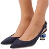 image:imageFSJ Womens Pointed Toe Slingback Rhinestone PumpsBlue Suede