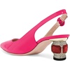 image:imageFSJ Womens Pointed Toe Slingback Rhinestone PumpsFuchsia Glossy