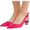 image:imageFSJ Womens Pointed Toe Slingback Rhinestone PumpsFuchsia Glossy