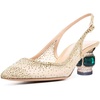image:imageFSJ Womens Pointed Toe Slingback Rhinestone PumpsGold Studded