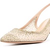 image:imageFSJ Womens Pointed Toe Slingback Rhinestone PumpsGold Studded