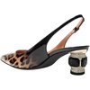 image:imageFSJ Womens Pointed Toe Slingback Rhinestone PumpsLeopard Black