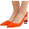 image:imageFSJ Womens Pointed Toe Slingback Rhinestone PumpsOrange Glossy