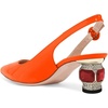 image:imageFSJ Womens Pointed Toe Slingback Rhinestone PumpsOrange Glossy