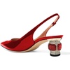 image:imageFSJ Womens Pointed Toe Slingback Rhinestone PumpsRed Patent