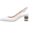 image:imageFSJ Womens Pointed Toe Slingback Rhinestone PumpsWhite Pu