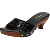 image:imageFSJ Women Chic Open Toe Medium Heel Mules Wooden Sole Studs Crocodile Texture Leather Slip On Sandals Comfortable Summer Slippers Size 416 USBlack