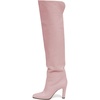 image:imageFSJ Women Over The Knee Boots Comfy Wrinkled Cutout High Chunky Heels Square Toe Fancy Pull On Office Shoe Size 415 USPink