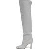 image:imageFSJ Women Over The Knee Boots Comfy Wrinkled Cutout High Chunky Heels Square Toe Fancy Pull On Office Shoe Size 415 USSilver