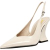 image:imageFSJ Women Pointed Toe Slingback Wedge Heel Pumps Adjustable Strap High Heels Office Wear Shoes Size 416 USBeige