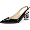 image:imageFSJ Womens Pointed Toe Slingback Rhinestone PumpsBlack Patent