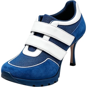 image:imageFSJ Women Round Toe Sneaker Stiletto High Heels Breathable Mesh Dual HookampLoop Comfort Pumps Size 416 USBlue