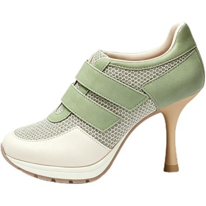 image:imageFSJ Women Round Toe Sneaker Stiletto High Heels Breathable Mesh Dual HookampLoop Comfort Pumps Size 416 USGreen