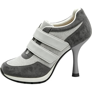 image:imageFSJ Women Round Toe Sneaker Stiletto High Heels Breathable Mesh Dual HookampLoop Comfort Pumps Size 416 USGrey