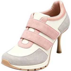 image:imageFSJ Women Round Toe Sneaker Stiletto High Heels Breathable Mesh Dual HookampLoop Comfort Pumps Size 416 USPink