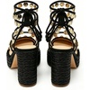 image:imageFSJ Women Open Toe Shell Beaded Strap Platform Espadrille Sandals Raffia Chunky Block Heel LaceUp Beach Vacation Shoes Size 416 USBlack