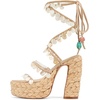 image:imageFSJ Women Open Toe Shell Beaded Strap Platform Espadrille Sandals Raffia Chunky Block Heel LaceUp Beach Vacation Shoes Size 416 USNatural