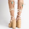image:imageFSJ Women Open Toe Shell Beaded Strap Platform Espadrille Sandals Raffia Chunky Block Heel LaceUp Beach Vacation Shoes Size 416 USNatural