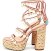 image:imageFSJ Women Open Toe Shell Beaded Strap Platform Espadrille Sandals Raffia Chunky Block Heel LaceUp Beach Vacation Shoes Size 416 USPink