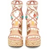 image:imageFSJ Women Open Toe Shell Beaded Strap Platform Espadrille Sandals Raffia Chunky Block Heel LaceUp Beach Vacation Shoes Size 416 USPink