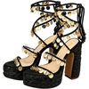 image:imageFSJ Women Open Toe Shell Beaded Strap Platform Espadrille Sandals Raffia Chunky Block Heel LaceUp Beach Vacation Shoes Size 416 USBlack