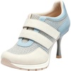 image:imageFSJ Women Round Toe Sneaker Stiletto High Heels Breathable Mesh Dual HookampLoop Comfort Pumps Size 416 USLight Blue