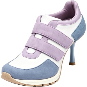 image:imageFSJ Women Round Toe Sneaker Stiletto High Heels Breathable Mesh Dual HookampLoop Comfort Pumps Size 416 USLavender  Light Blue