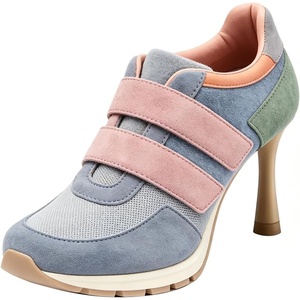 image:imageFSJ Women Round Toe Sneaker Stiletto High Heels Breathable Mesh Dual HookampLoop Comfort Pumps Size 416 USPeach  Sage Green