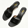image:imageFSJ Women Kitten Heel Slide Sandals Open Square Toe Slip On Low Heel Mules Comfortable Casual Dressy Everyday Slippers Size 416 USBlack