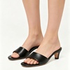 image:imageFSJ Women Kitten Heel Slide Sandals Open Square Toe Slip On Low Heel Mules Comfortable Casual Dressy Everyday Slippers Size 416 USBlack