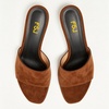 image:imageFSJ Women Kitten Heel Slide Sandals Open Square Toe Slip On Low Heel Mules Comfortable Casual Dressy Everyday Slippers Size 416 USBrown Suede