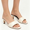 image:imageFSJ Women Kitten Heel Slide Sandals Open Square Toe Slip On Low Heel Mules Comfortable Casual Dressy Everyday Slippers Size 416 USWhite