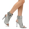 image:imageFSJ Women Peep Toe High Heel Sandals Ankle Boots Stiletto Slingback Side Zipper Buckled Strap Cutout Nightclub Party Shoes Size 416 USGrey