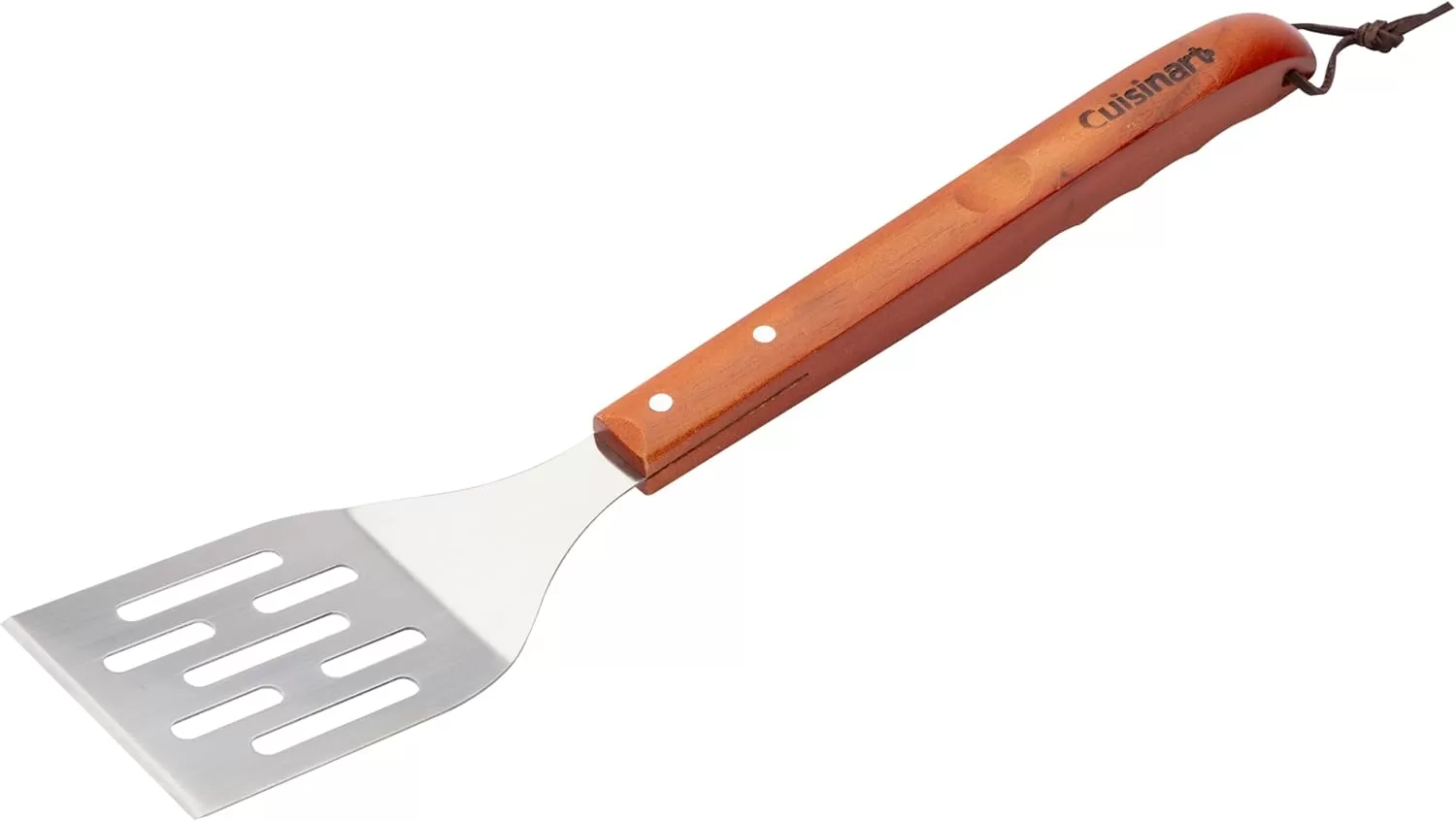 imageCuisinart 13Piece Wooden Grill Tool Set BBQ Accessories ampamp Grill Tools Durable StainlessSteel Utensils with Recycled Plastic Case Spatula Tongs Cleaning Brush ampamp More Grilling Gifts for Men Dad Outdoor Christmas GiftsWooden Handle Tool Set  13Piece