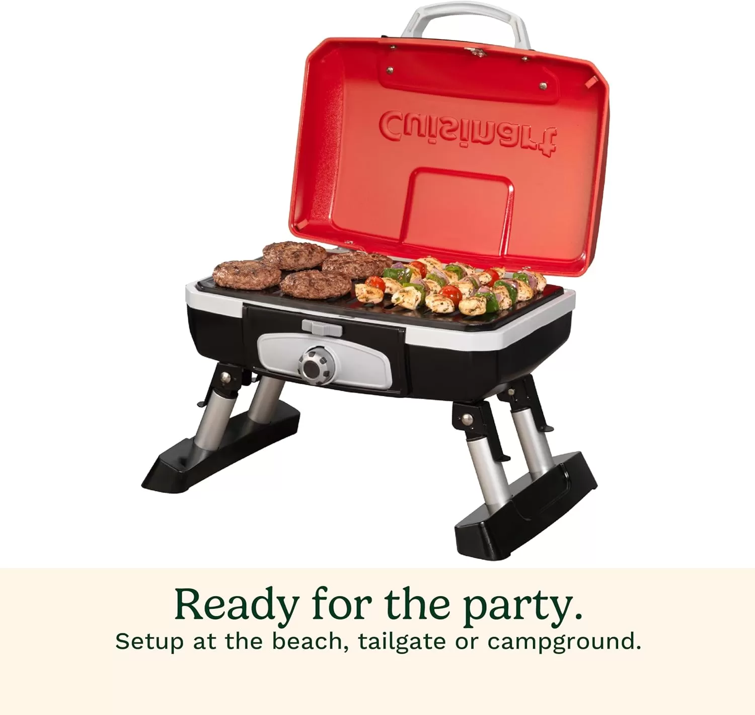 imageCuisinart CGG180T Petit Gourmet Portable Tabletop Propane Gas Grill Red 176 x 186 x 118InchPetit Gourmet Tabletop Gas Grill  Red