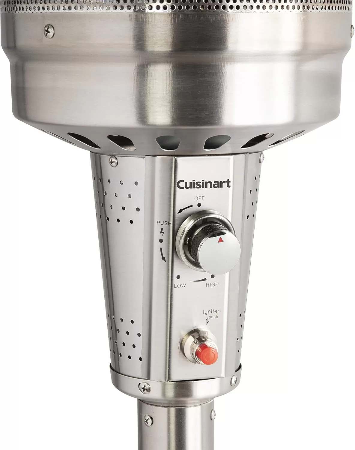 imageCuisinart COH300 Propane Push Start Ignition 47000 BTU Burner Heats up to 200 sq ft 32quot L x 85quot H Stainless Steel Outdoor Patio HeaterStainless Steel Outdoor Patio Heater