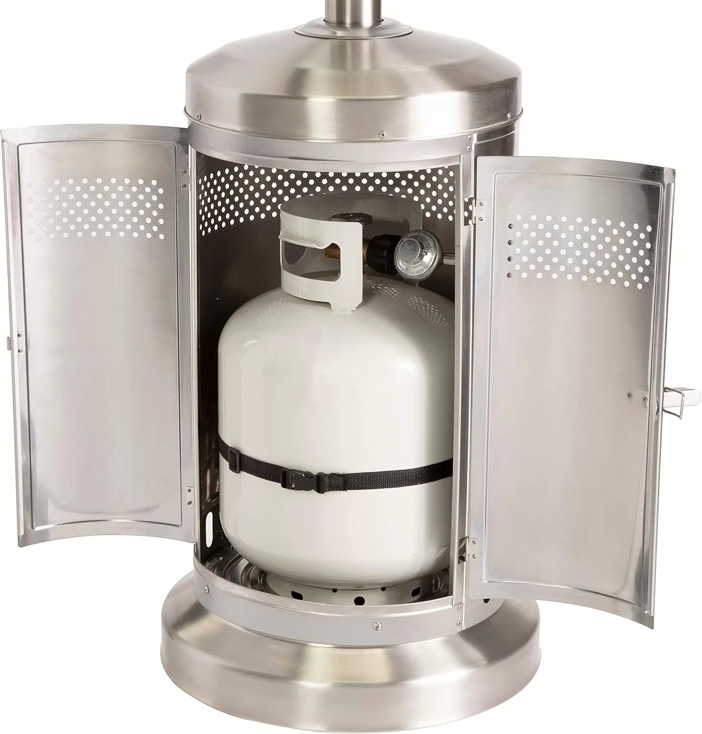 imageCuisinart COH300 Propane Push Start Ignition 47000 BTU Burner Heats up to 200 sq ft 32quot L x 85quot H Stainless Steel Outdoor Patio HeaterStainless Steel Outdoor Patio Heater