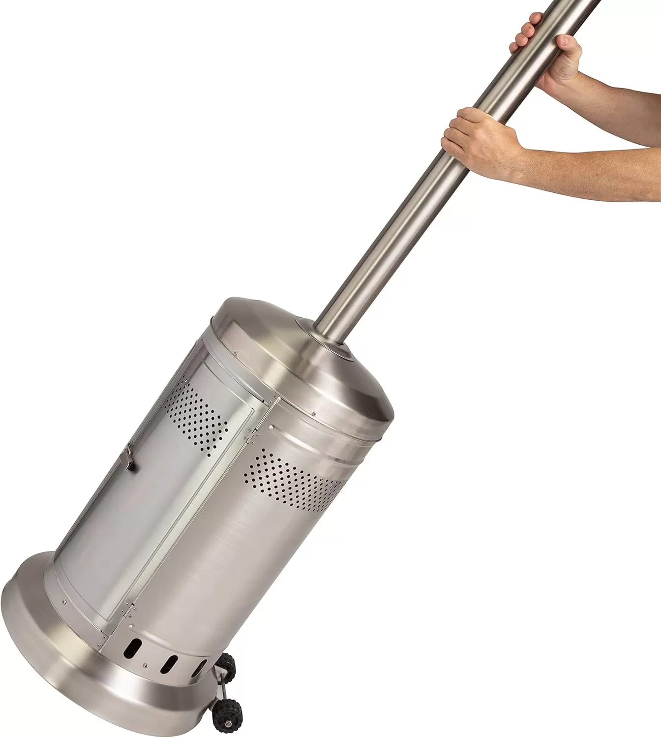 imageCuisinart COH300 Propane Push Start Ignition 47000 BTU Burner Heats up to 200 sq ft 32quot L x 85quot H Stainless Steel Outdoor Patio HeaterStainless Steel Outdoor Patio Heater
