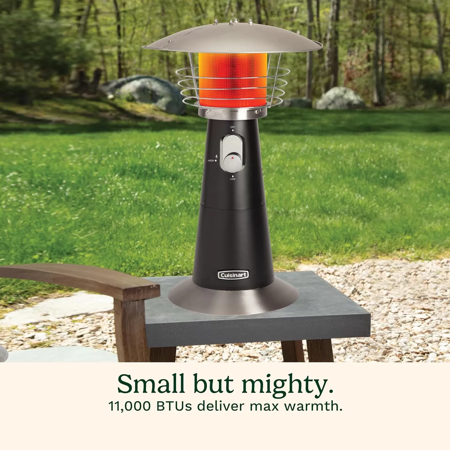 imageCuisinart COH513 Portable Tabletop Patio 11000 BTU Outdoor Propane Heater with Safety Tilt Switch and Burner Screen Guard 30 sq Foot Heat Range RedBlack