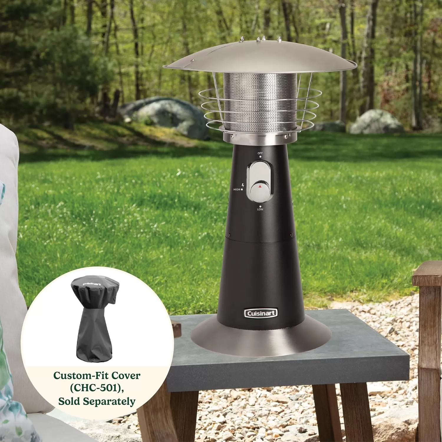 imageCuisinart COH513 Portable Tabletop Patio 11000 BTU Outdoor Propane Heater with Safety Tilt Switch and Burner Screen Guard 30 sq Foot Heat Range RedBlack