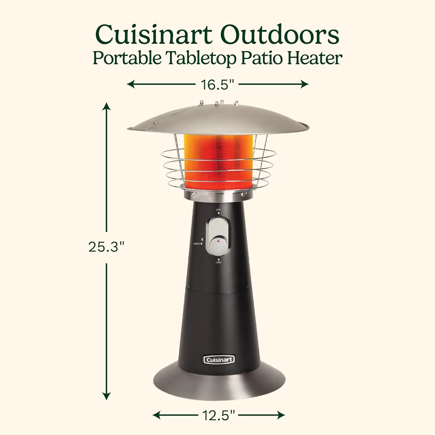 imageCuisinart COH513 Portable Tabletop Patio 11000 BTU Outdoor Propane Heater with Safety Tilt Switch and Burner Screen Guard 30 sq Foot Heat Range RedBlack